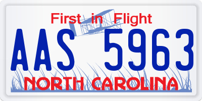 NC license plate AAS5963