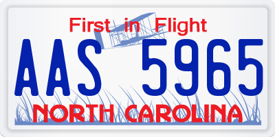 NC license plate AAS5965