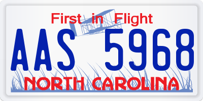 NC license plate AAS5968