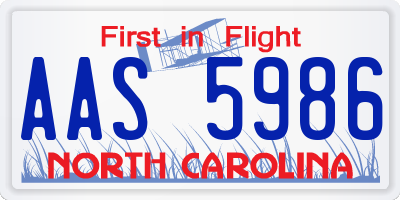 NC license plate AAS5986