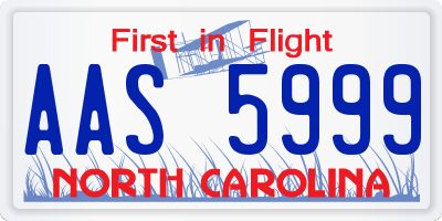 NC license plate AAS5999