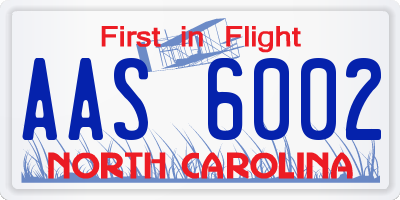 NC license plate AAS6002