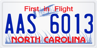 NC license plate AAS6013