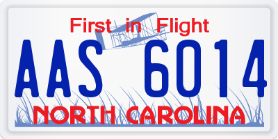 NC license plate AAS6014