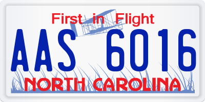 NC license plate AAS6016
