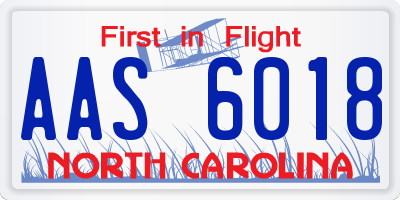 NC license plate AAS6018