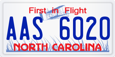NC license plate AAS6020