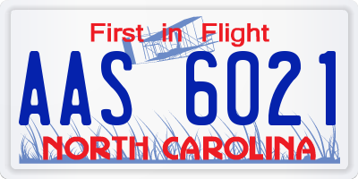 NC license plate AAS6021