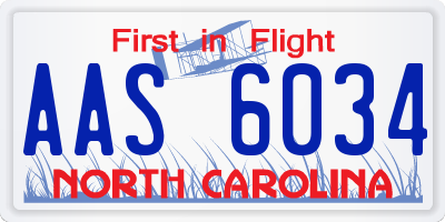 NC license plate AAS6034