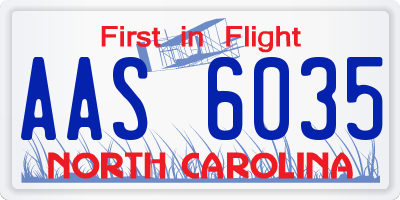 NC license plate AAS6035
