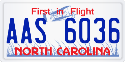 NC license plate AAS6036