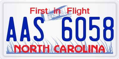 NC license plate AAS6058