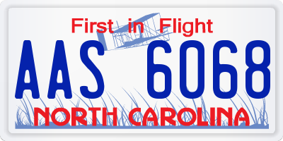 NC license plate AAS6068