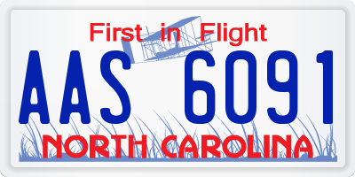 NC license plate AAS6091