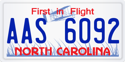 NC license plate AAS6092
