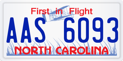 NC license plate AAS6093