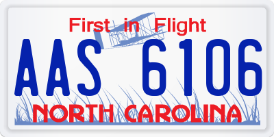 NC license plate AAS6106