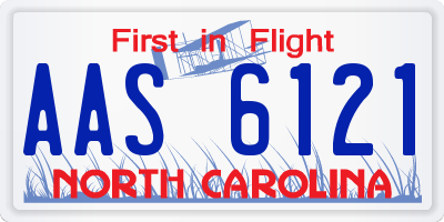 NC license plate AAS6121