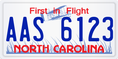 NC license plate AAS6123