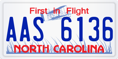 NC license plate AAS6136