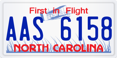 NC license plate AAS6158