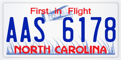 NC license plate AAS6178