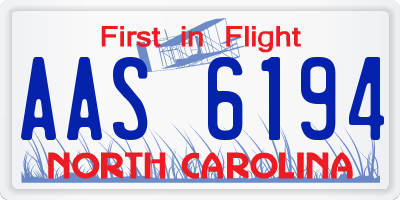 NC license plate AAS6194