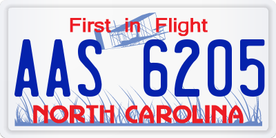 NC license plate AAS6205