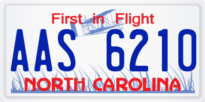 NC license plate AAS6210