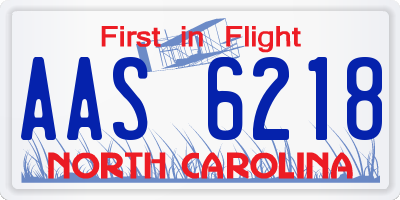 NC license plate AAS6218