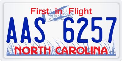 NC license plate AAS6257