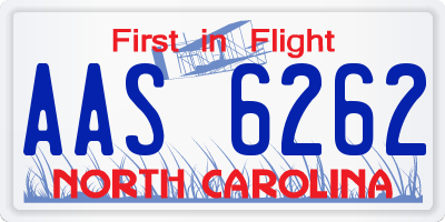 NC license plate AAS6262