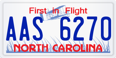 NC license plate AAS6270