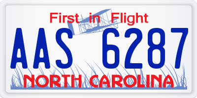 NC license plate AAS6287