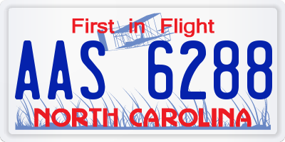 NC license plate AAS6288