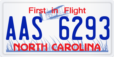 NC license plate AAS6293