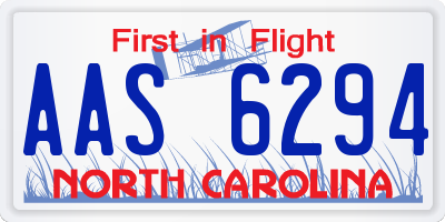NC license plate AAS6294