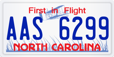 NC license plate AAS6299
