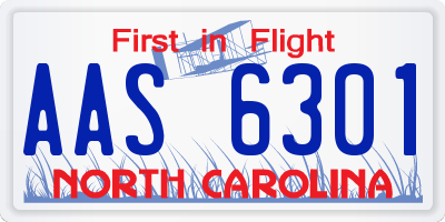 NC license plate AAS6301