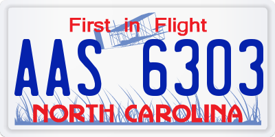 NC license plate AAS6303