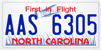 NC license plate AAS6305