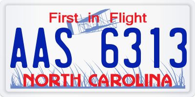 NC license plate AAS6313
