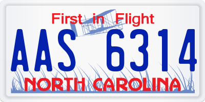 NC license plate AAS6314