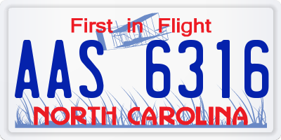 NC license plate AAS6316