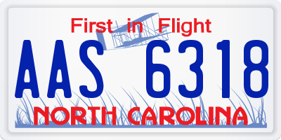 NC license plate AAS6318