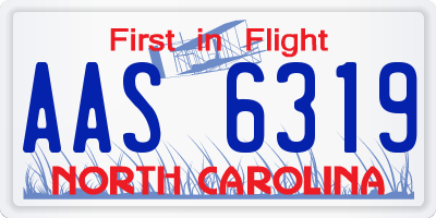 NC license plate AAS6319