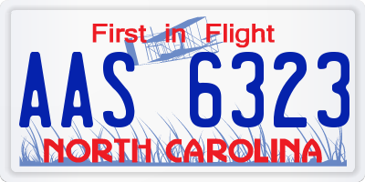 NC license plate AAS6323