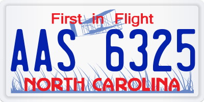 NC license plate AAS6325