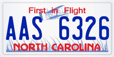 NC license plate AAS6326