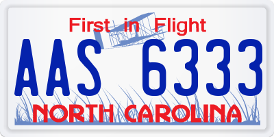 NC license plate AAS6333